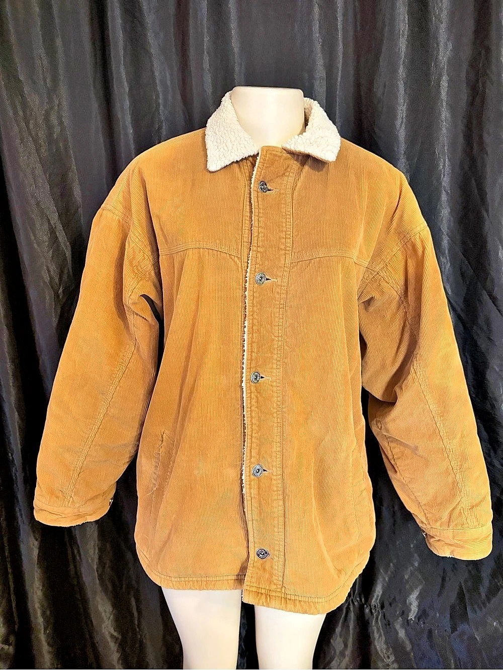 O'Neill Corduroy Sherpa Jacket in Orange & Brown, Medium